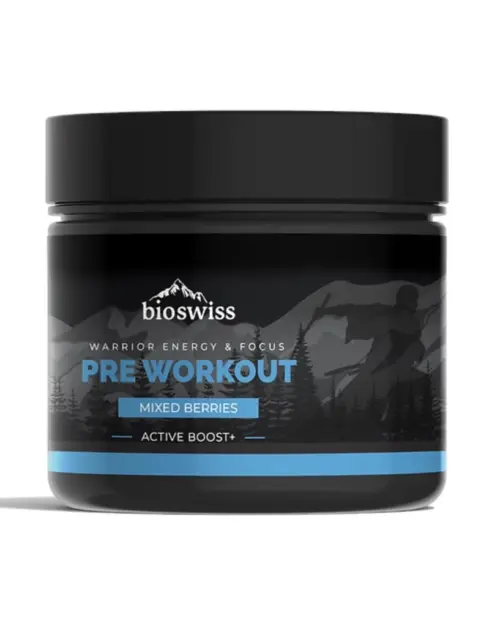 BIO SWISS pre workout natural sugar free vegan Sport Energy + Focus with cordyceps mushroom - Mixed Berries flavour